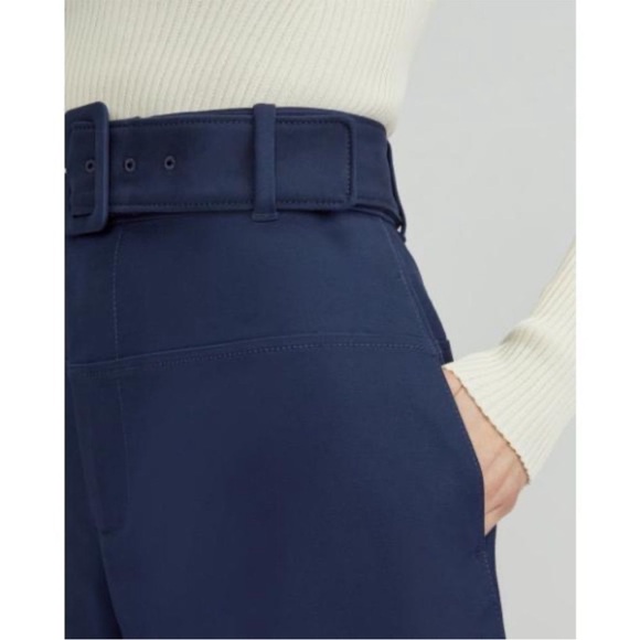 💙EVERLANE THE STRUCTURED COTTON BELTED PANTS IN NAVY 8 - Picture 5 of 7